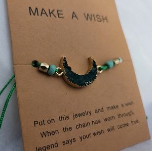 New Green Crescent Moon Druzy Druse Bracelet